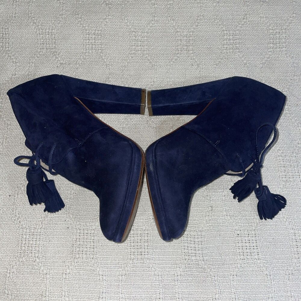 Cole Haan Women’s Heeled Booties Size 7.5 B Navy Blue Leather Business Formal - Picture 5 of 12